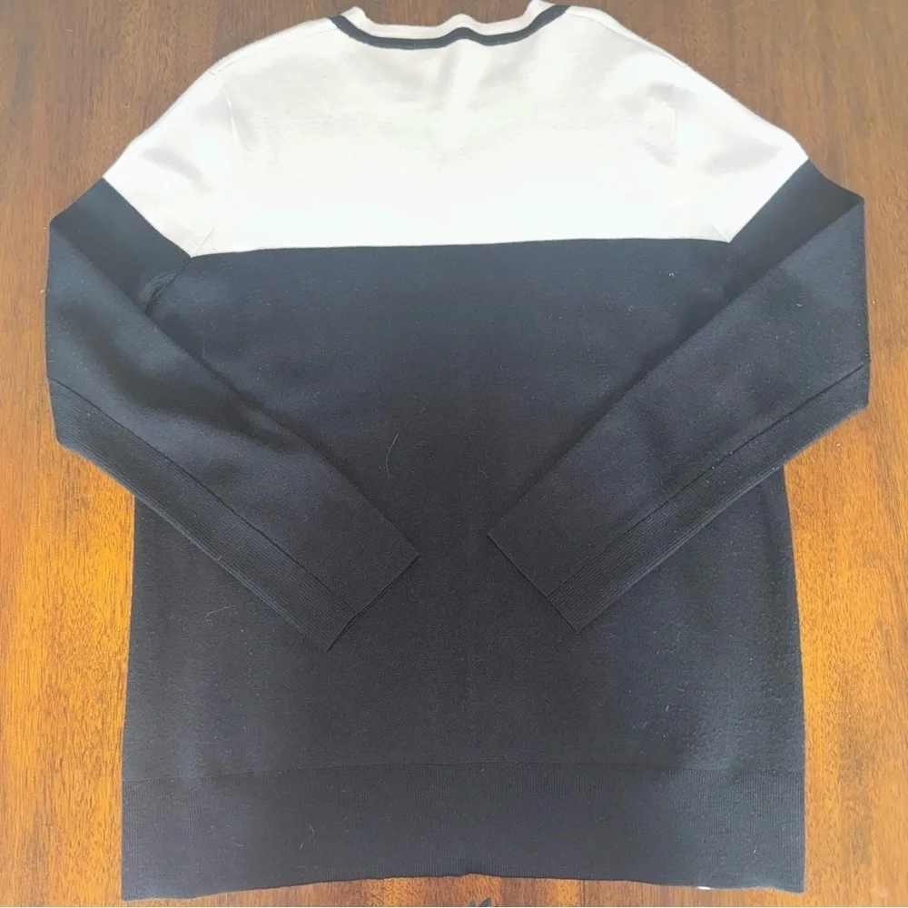 Vince Black Cream Colorblock Knit Sweater Wool‎ Blend Soft Crew Neck Size Medium
